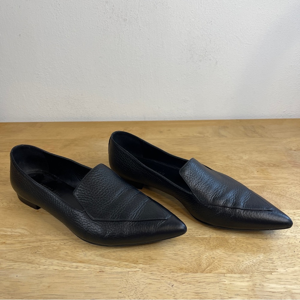 Everlane The Boss Black Pebble Leather Pointed Shoes Loafers Flats Size 7.5
